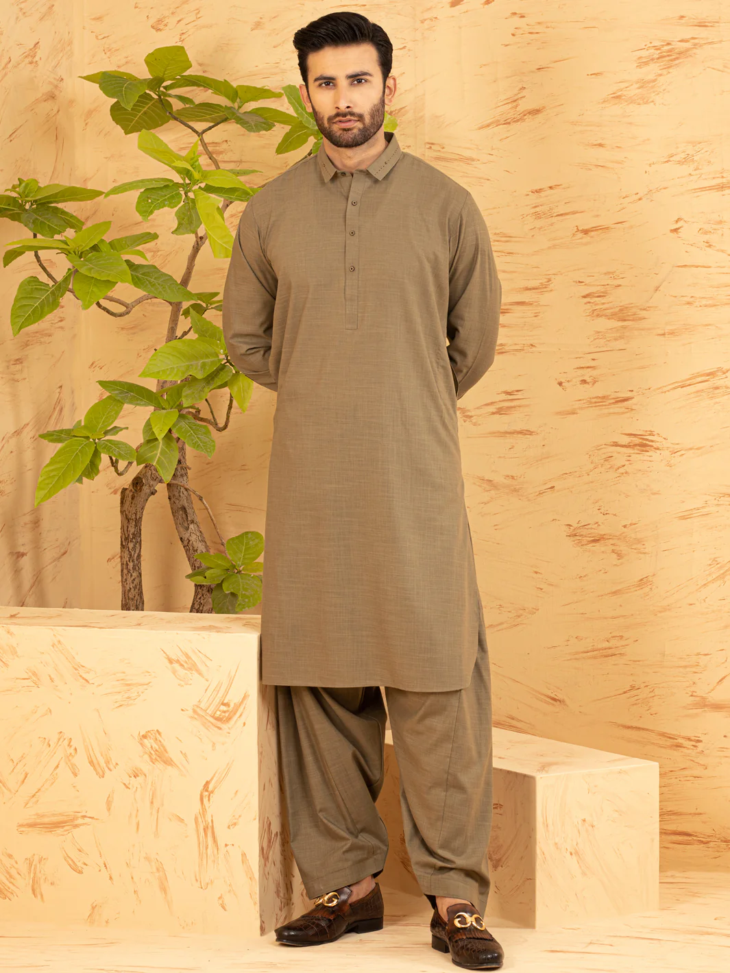 GREEN COTTON KAMEEZ SHALWAR | ALWA-KS-US-374/AM-6132A