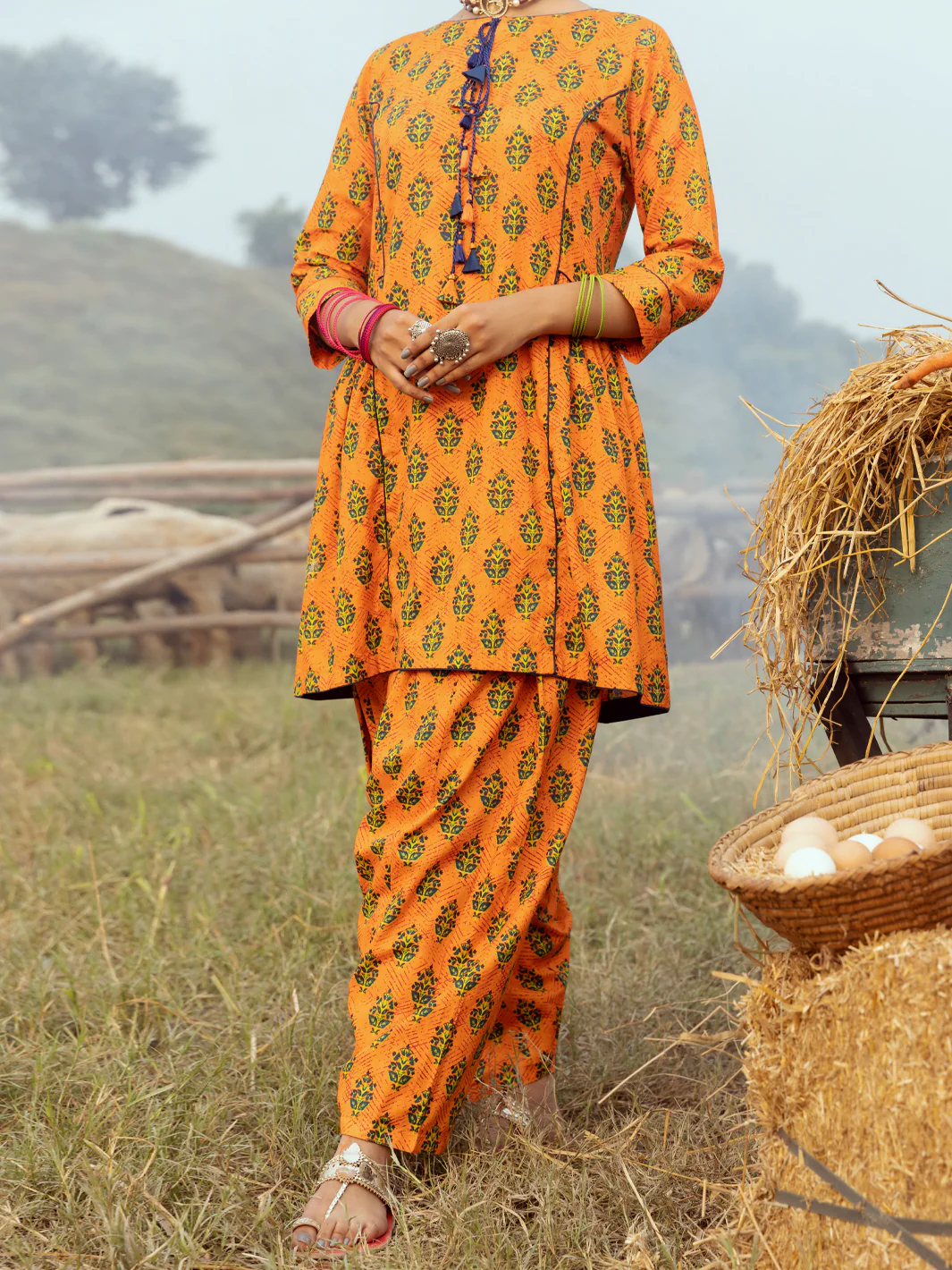 ORANGE CAMBRIC 2PC UNSTITCHED | AWP-2PS-US-528 FB-528A