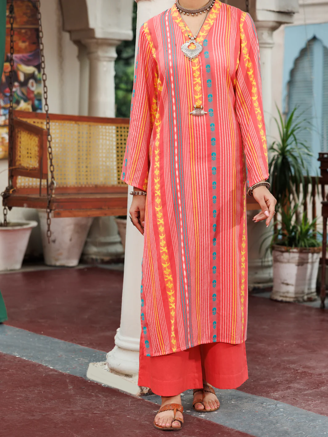 LIGHT PINK YARN DYED KURTI | AWP-LK-721/FB-721A