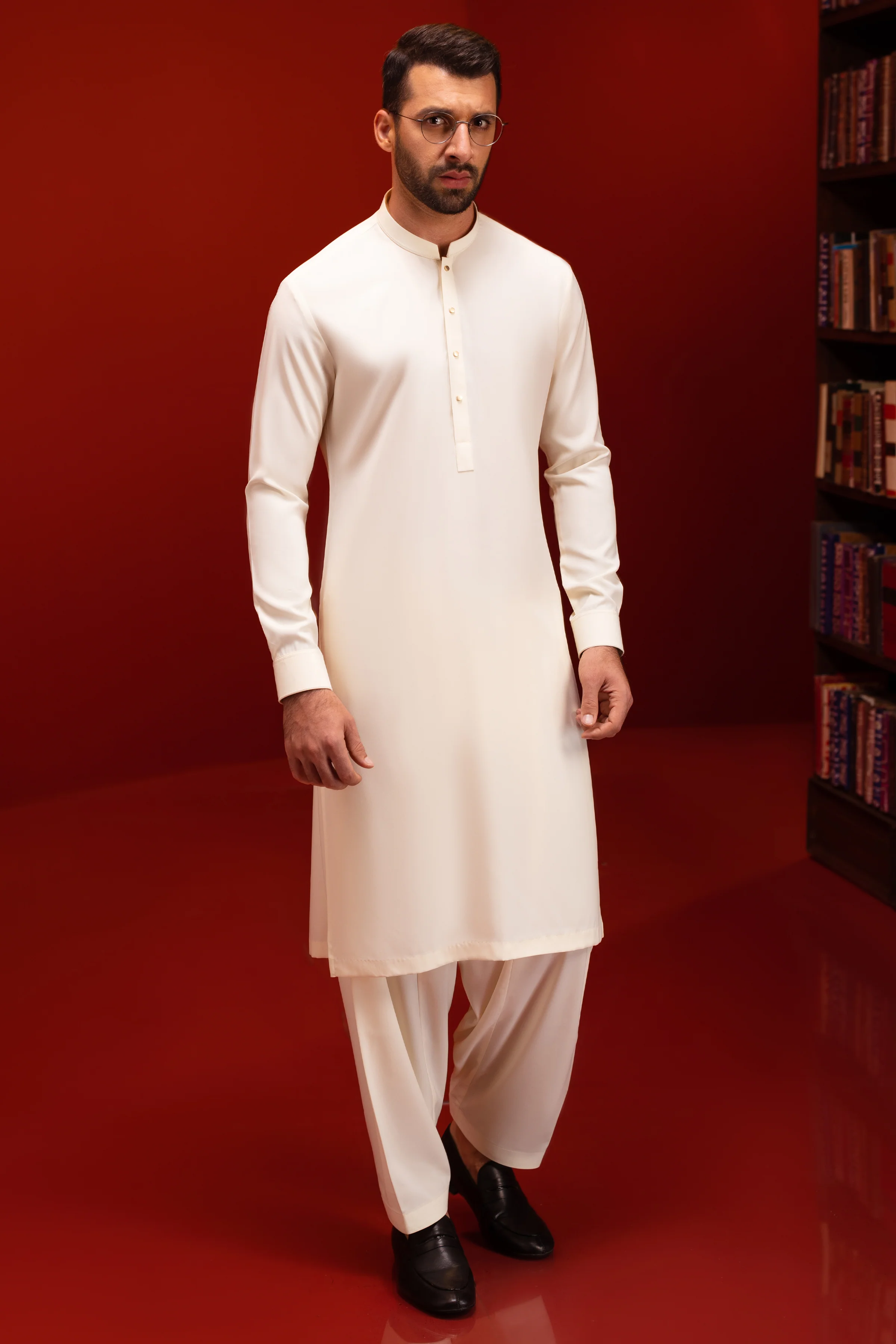 CREAM KAMEEZ SHALWAR | CCMKS-39429-A1-CASABLANCA