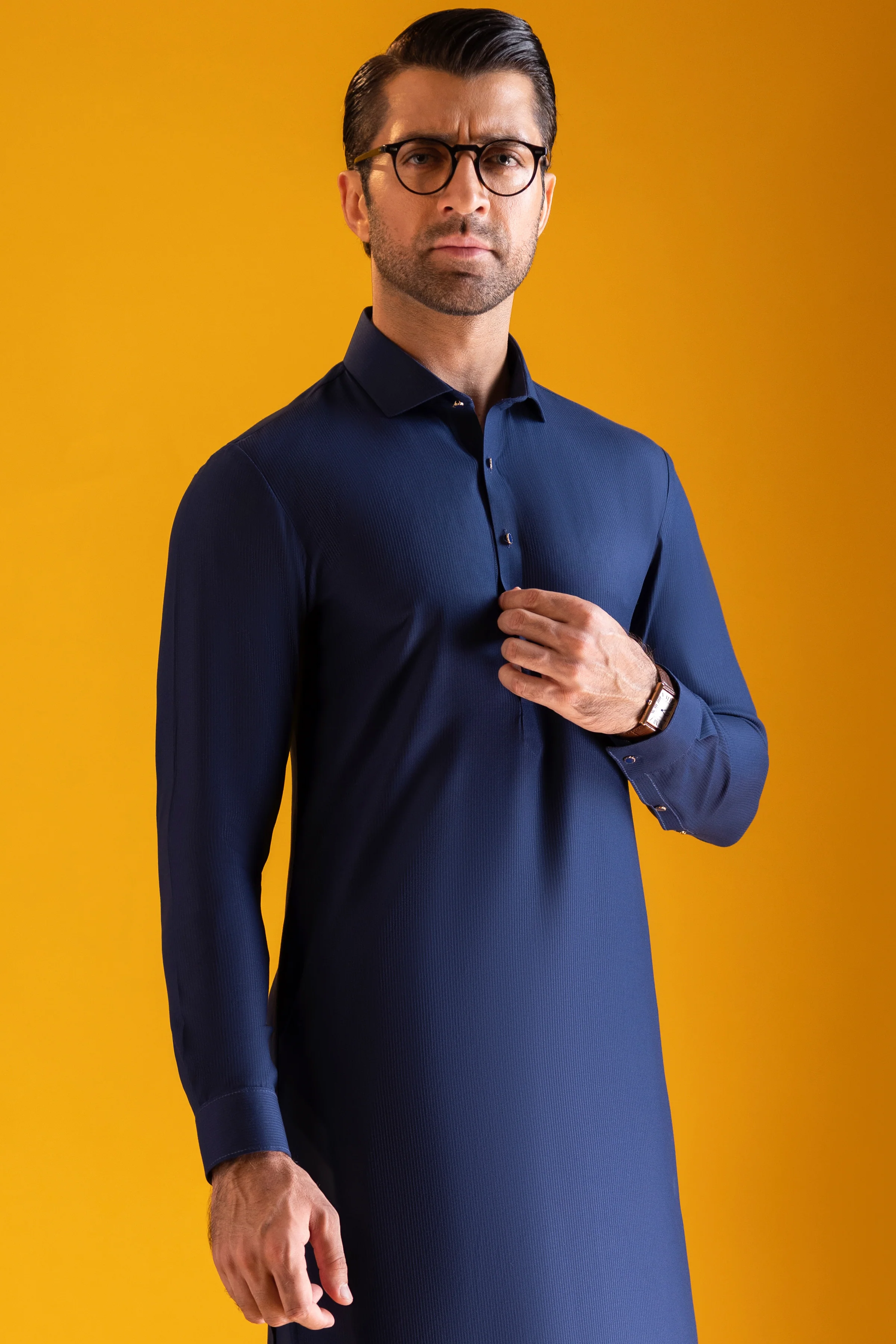 ROYAL BLUE BLENDED KAMEEZ SHALWAR | CCMKS-A-US-39377-2/4 - ISTANBUL
