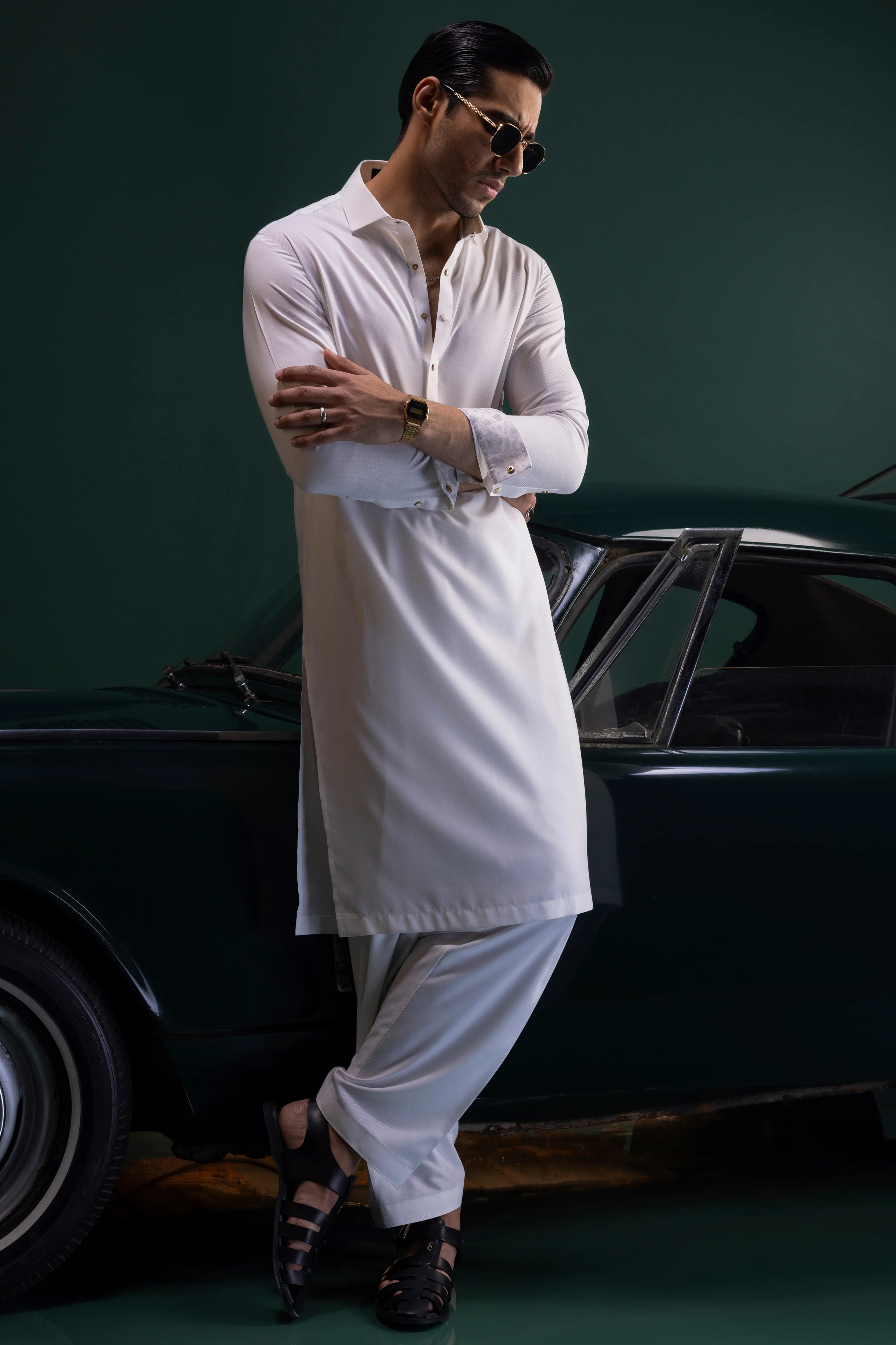 WHITE BLENDED KAMEEZ SHALWAR | CCMKS-S-US-39382-2/3 - BELARUS