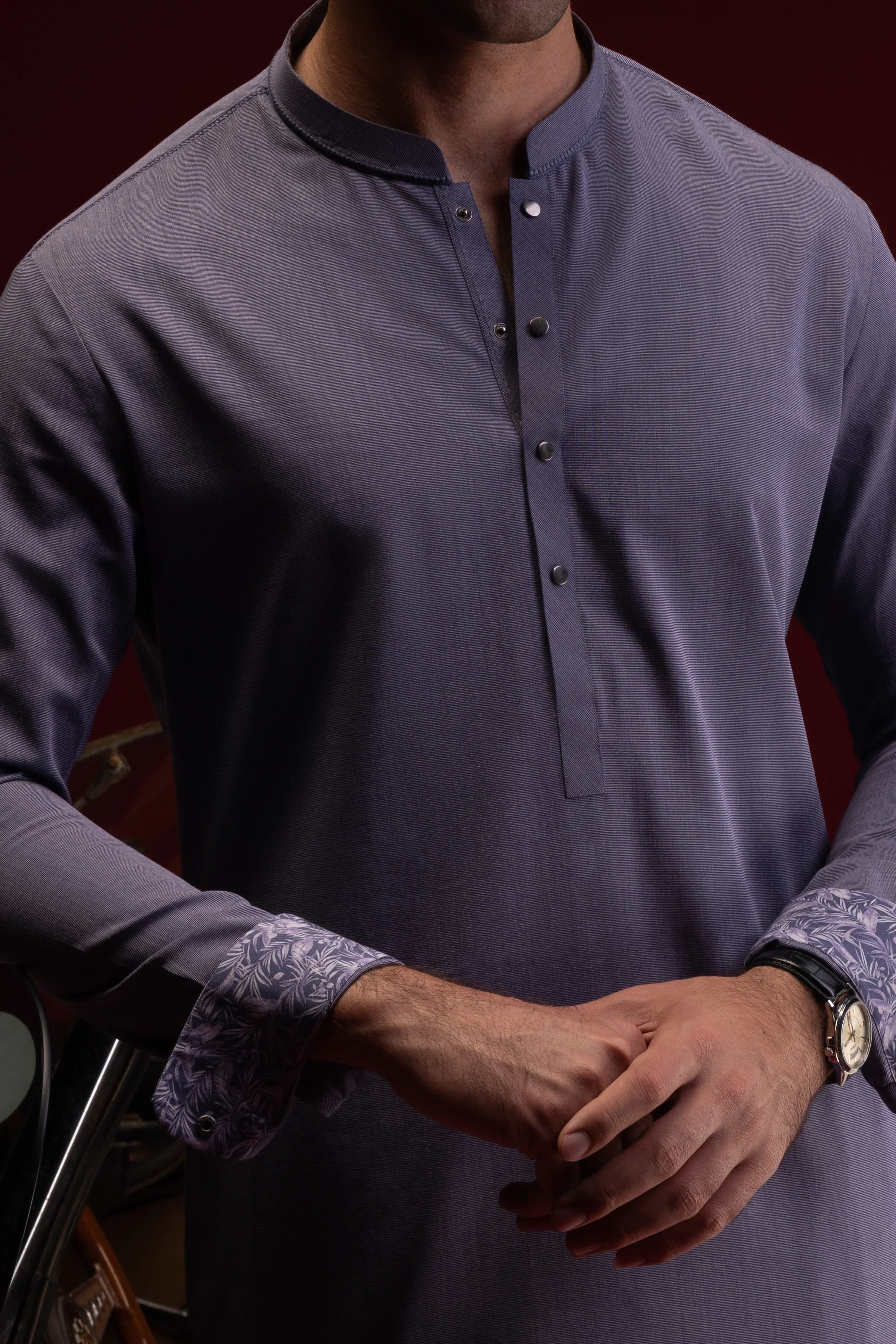 ROYAL VOILET COTTON KAMEEZ SHALWAR | CCMKS-S-US-39386-1/3 - KENYA - Image 2