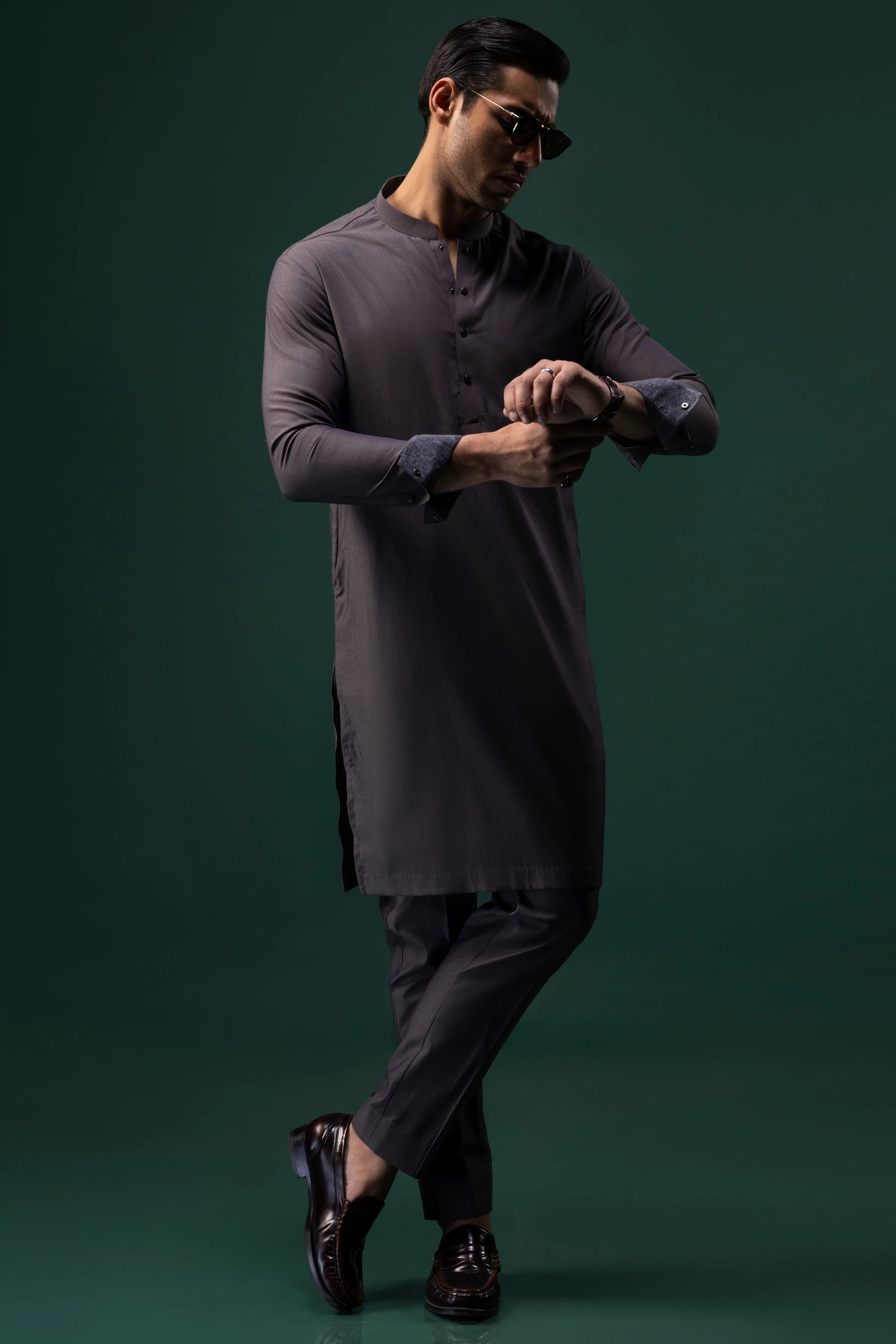 GREY COTTON KURTA TROUSERS | CCMKT-S-US-39364-2/2 - CALIFORNIA