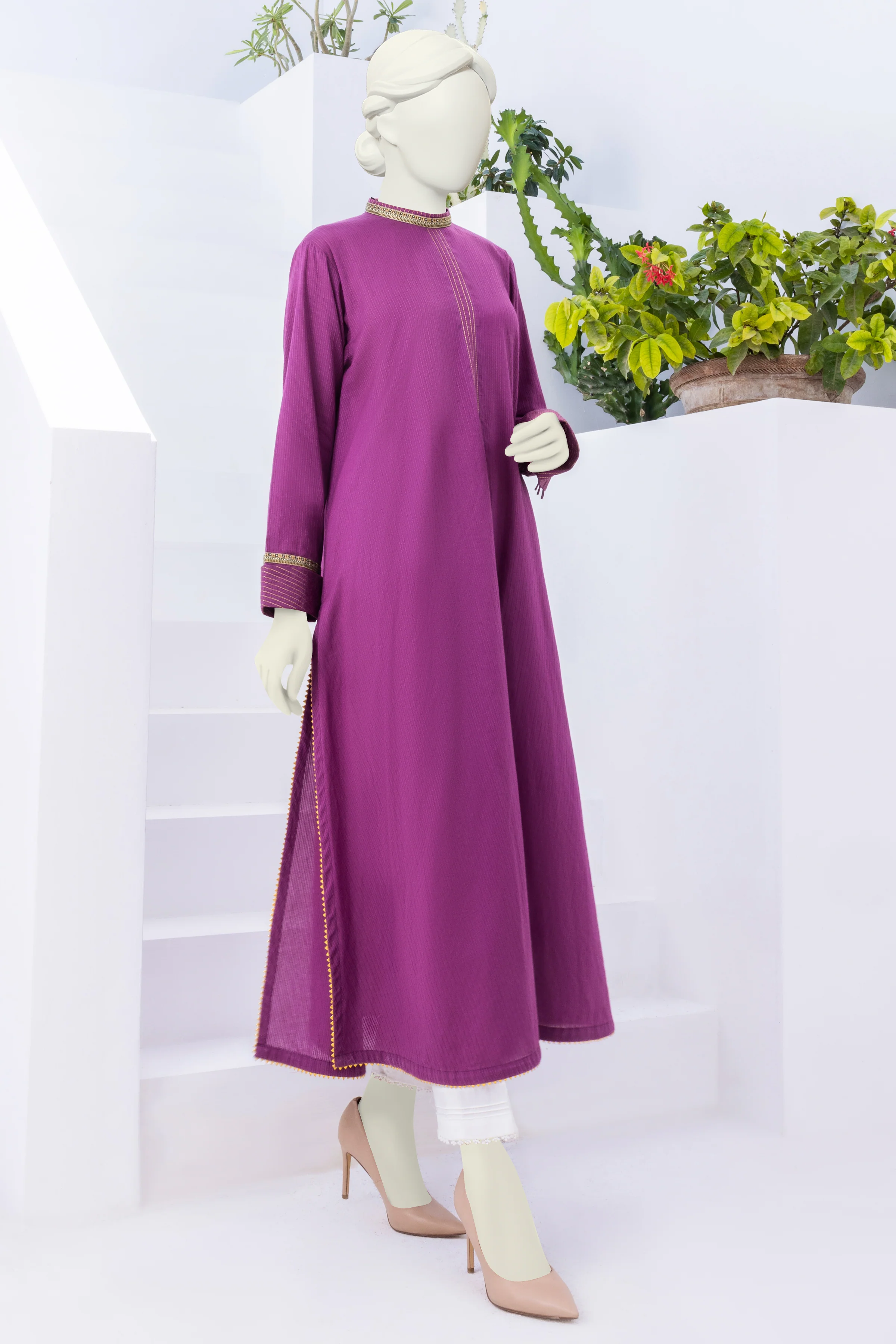 PURPLE JACQUARD KURTI | CCW-1PS-S-US-22-3075 DARK TURFFLE