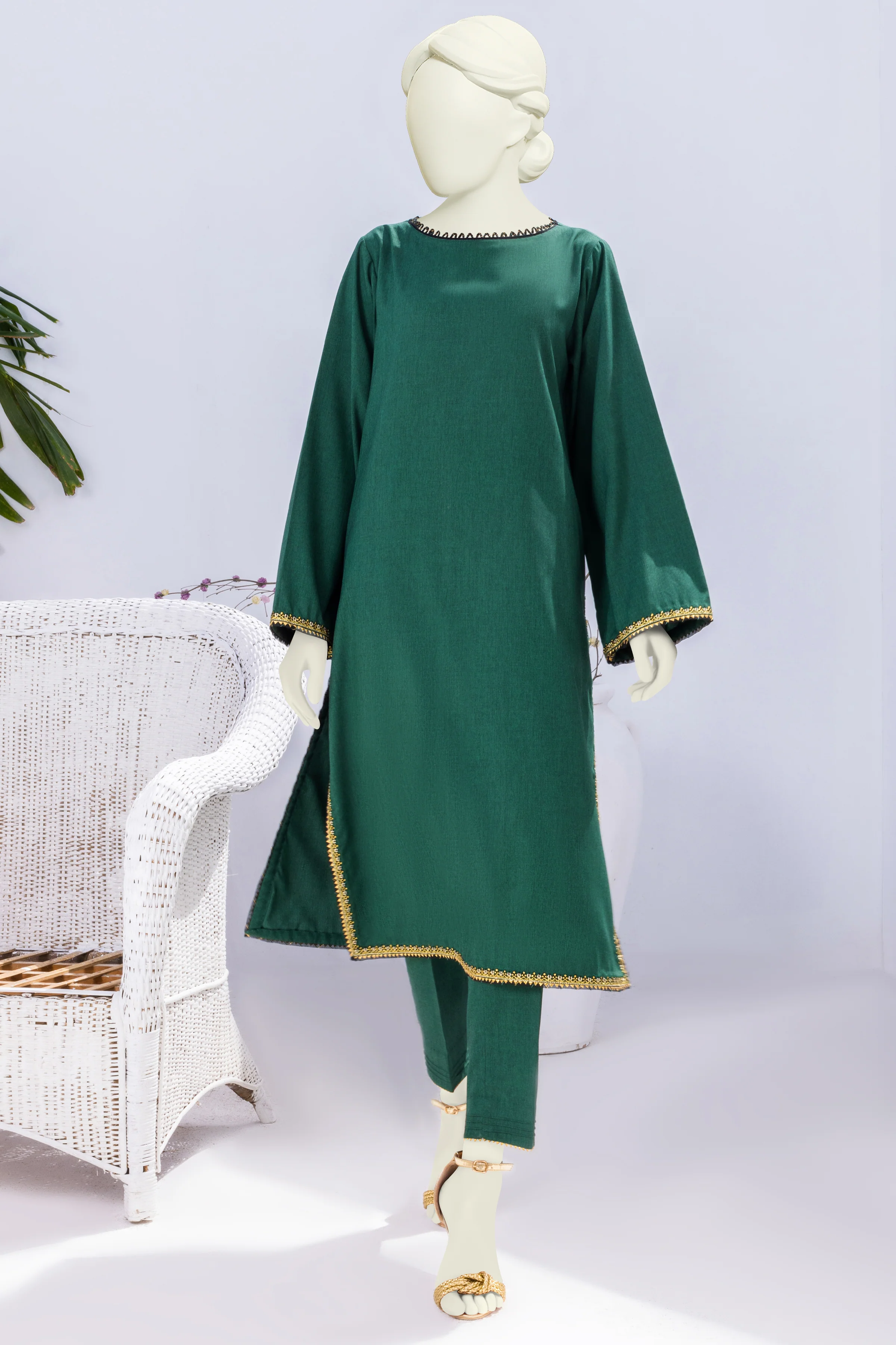 GREEN TEXTURED 2PC STITCHED | CCW-2PS-ST-S-US-22-2045/S ALMOND