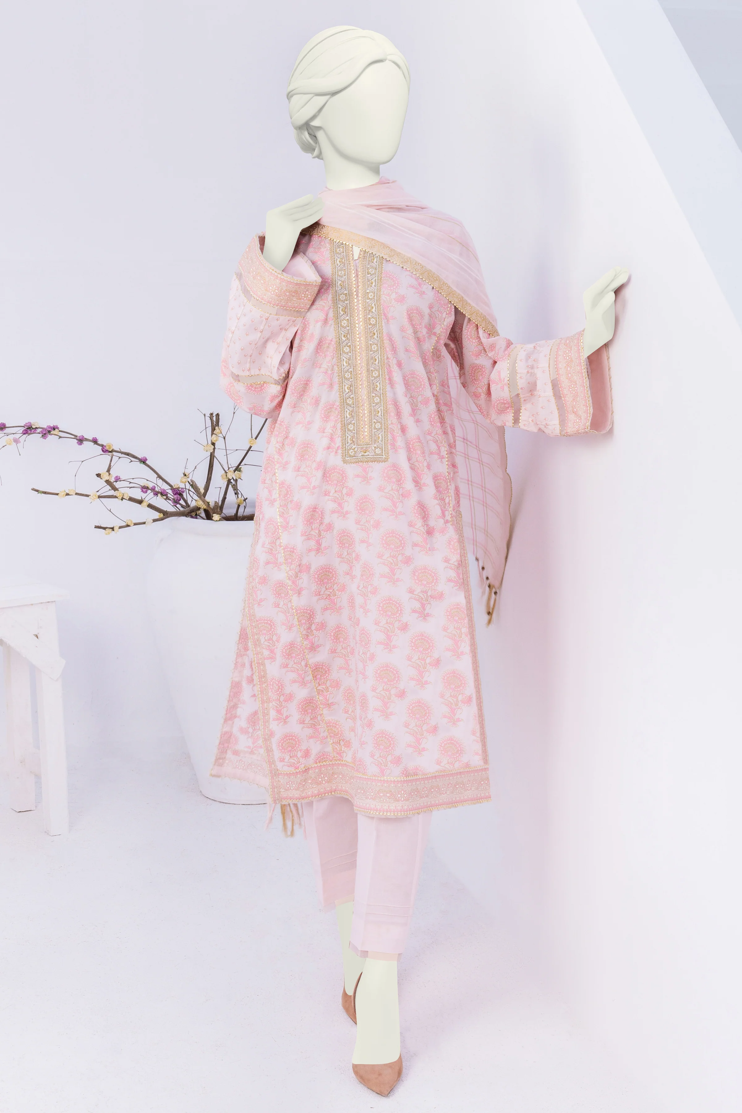 PINK LAWN 3PC UNSTITCHED | CCW-3PU-S-US-22-039/A ROSE-1