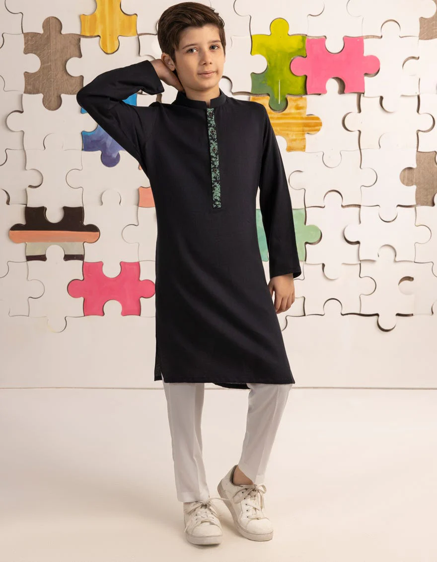 BLACK COTTON KURTA | JCK-A-39177/S24/JJ9589-CL