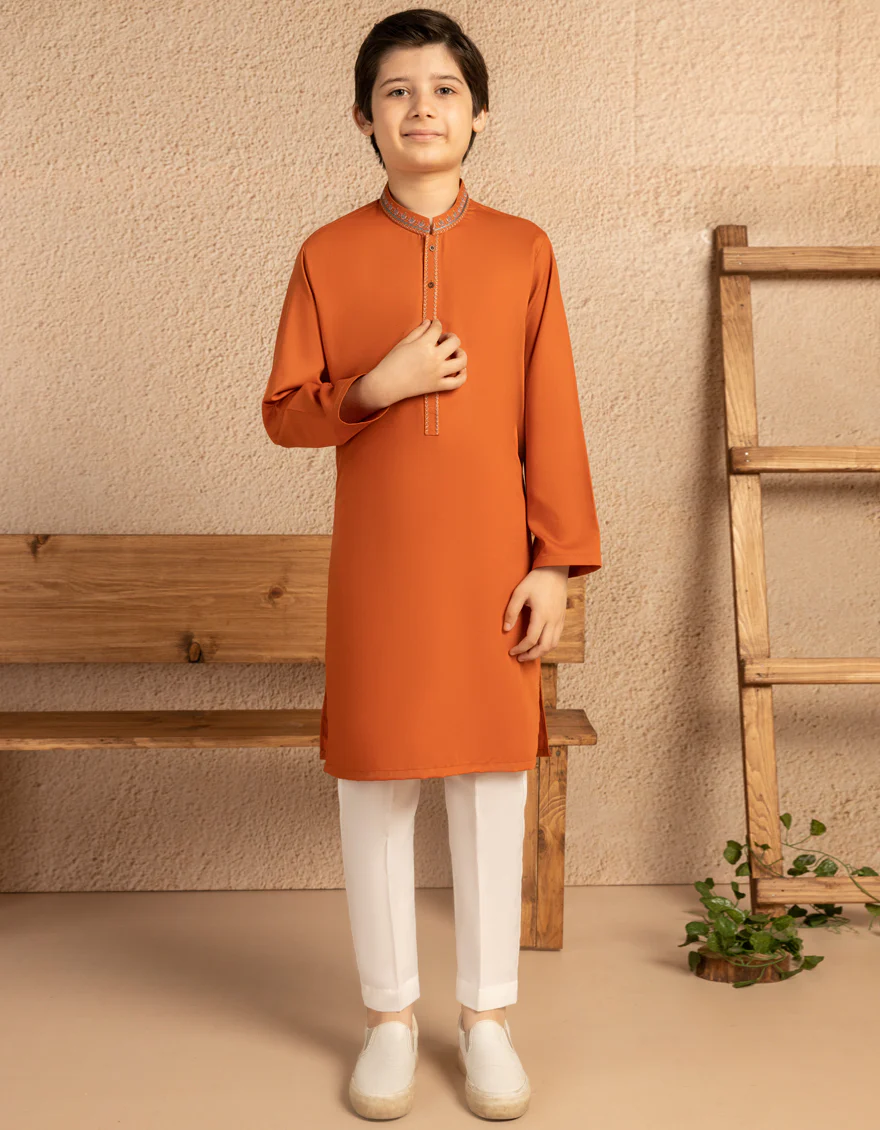 ORANGE BLENDED KURTA | JCK-A-39332/S25/JJ98