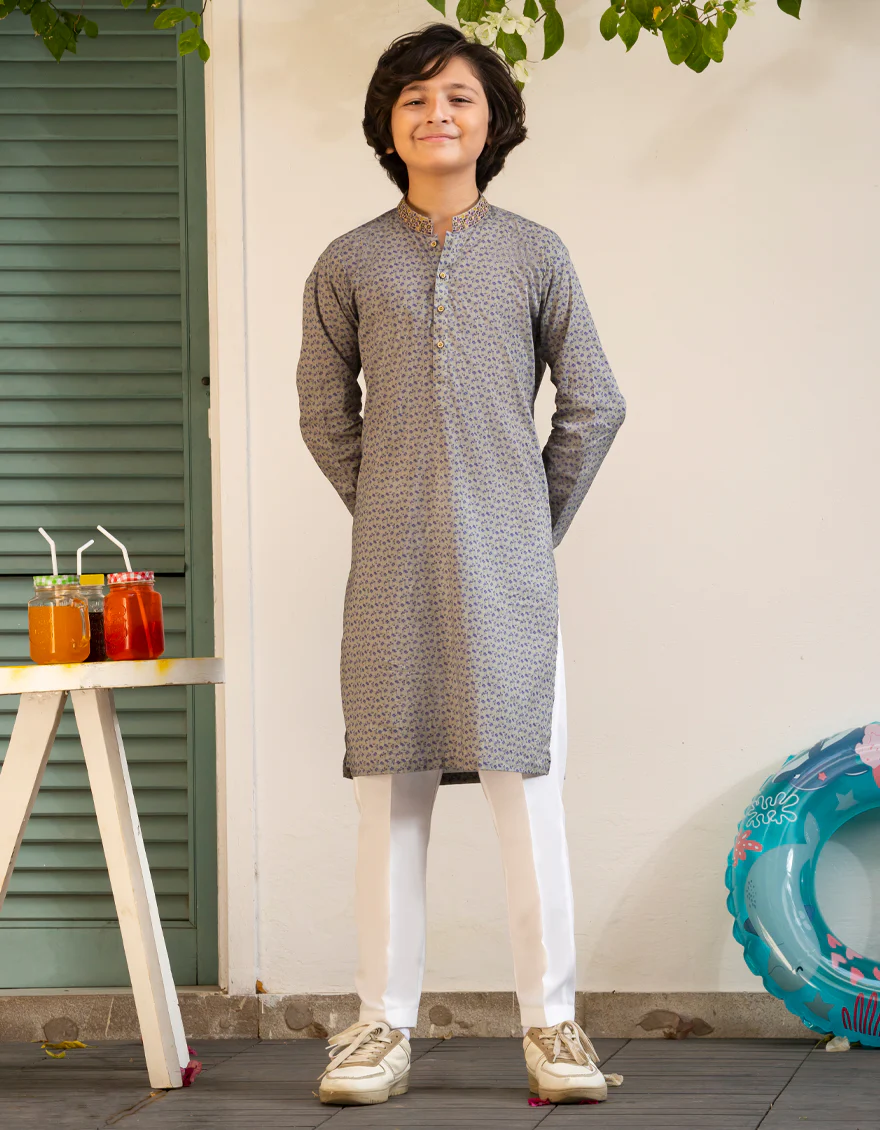 GREY COTTON KURTA | JCK-A-46608/S25/JJ97