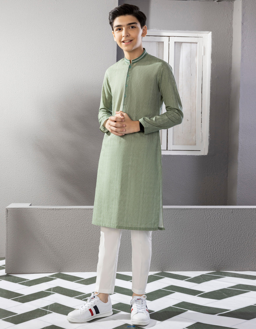 GREEN COTTON KURTA | JCK-A-US-38616/S22/JJ7611-SF