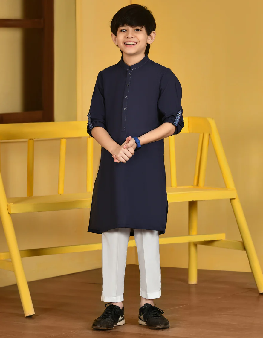 MID NIGHT BLUE COTTON KURTA | JCK-A-US-46113/S23/DME3191-PN