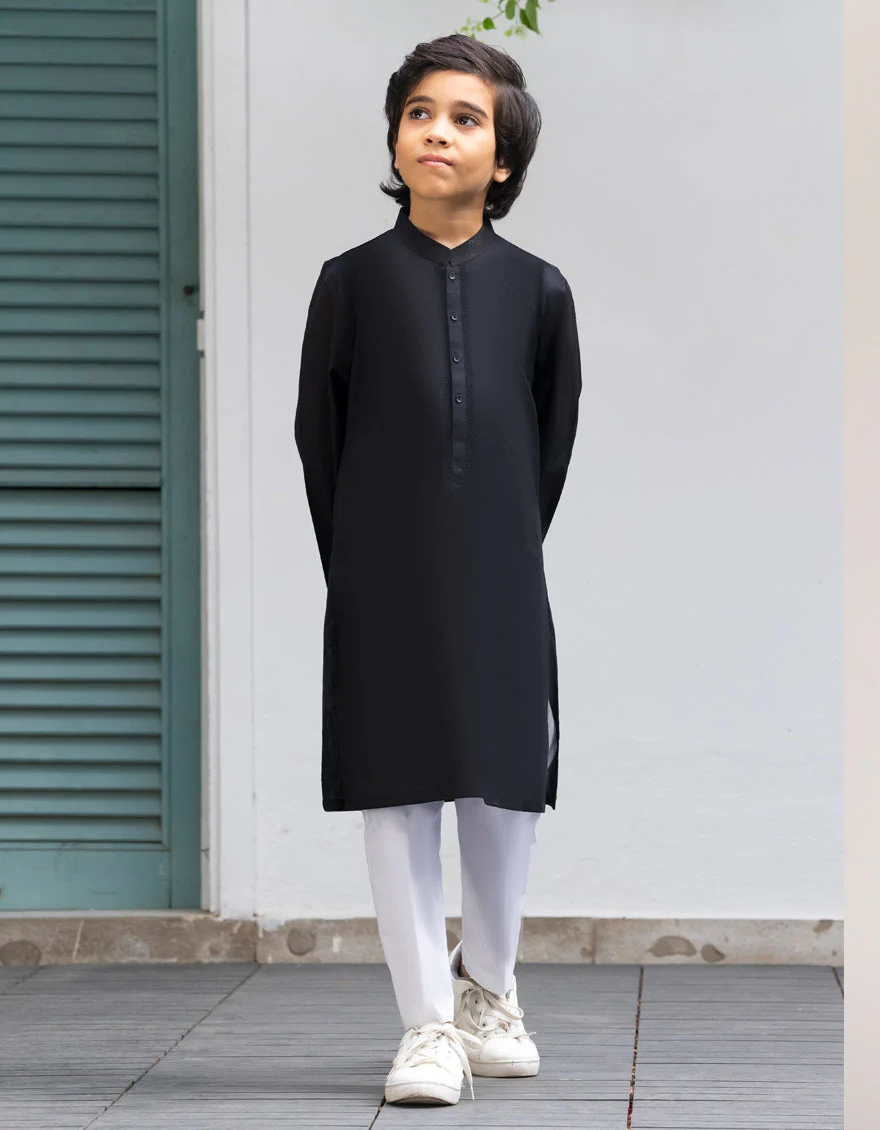 BLACK COTTON KURTA | JCK-S-90486/S25/JJ9212-SF