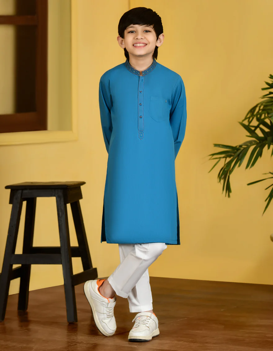 CYAN BLUE BLENDED KURTA | JCK-S-US-46078/S23/JJ8213-CL