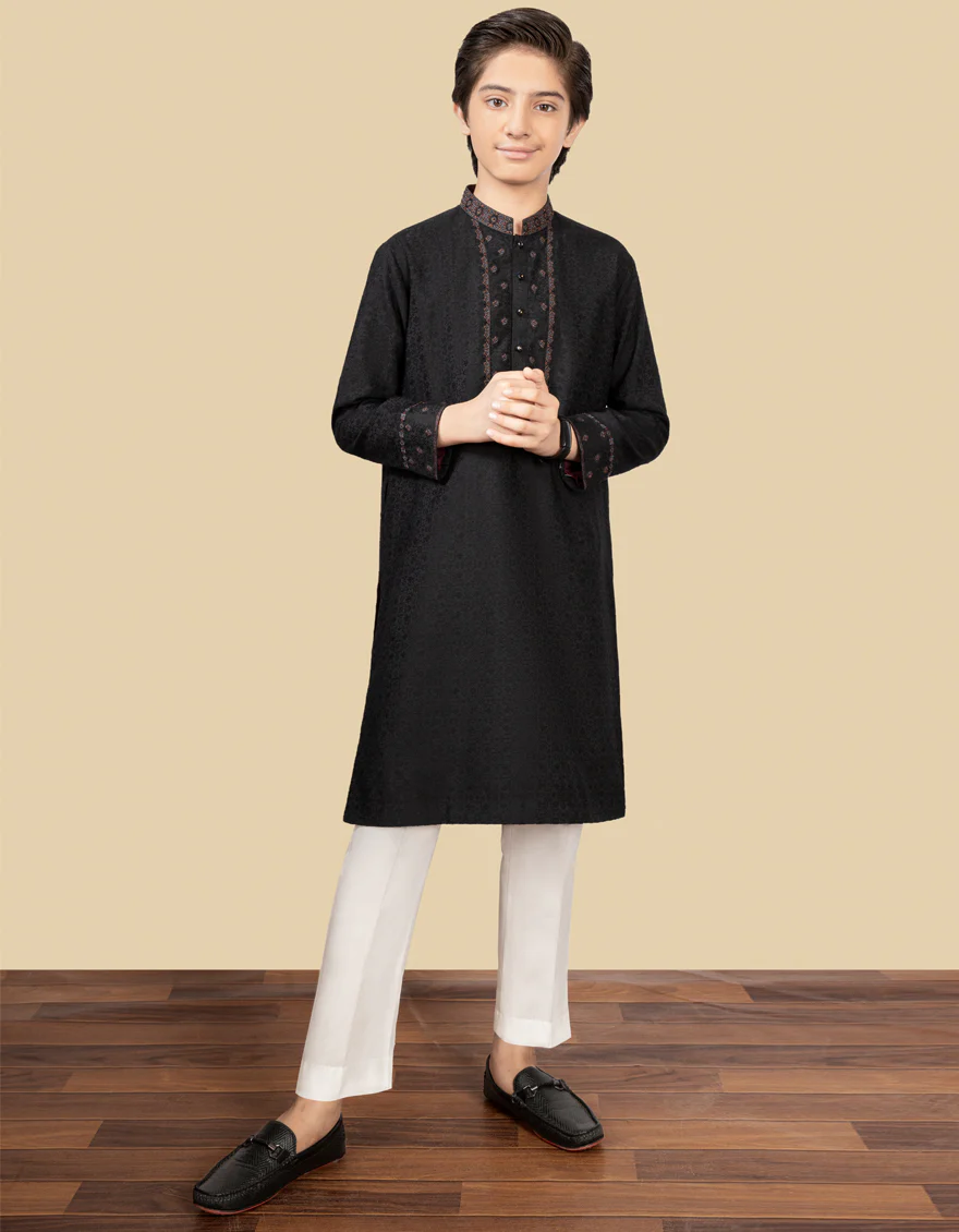 BLACK JAMAWAR KURTA | JCK-SP-US-35860/S22/JJ8104-FL