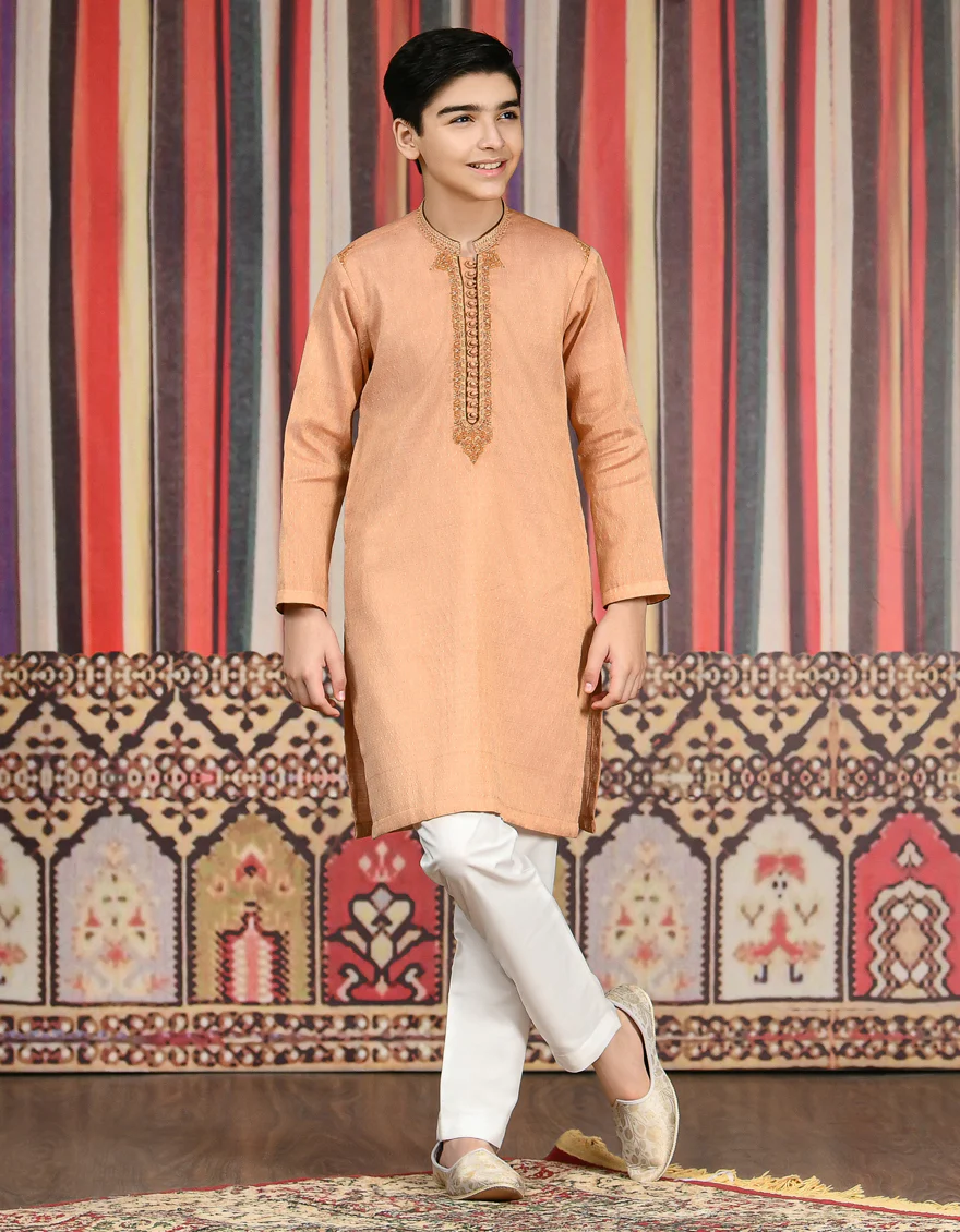 PEACH BLENDED KURTA | JCK-SP-US-44031/A22/JJ8137-FL