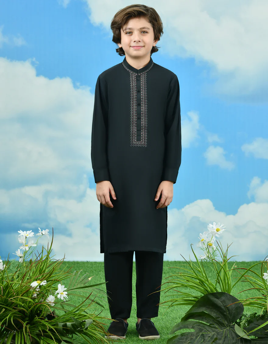 BLACK BLENDED KURTA TROUSERS | JCKP-A-34716/S24/JJ9286-FL