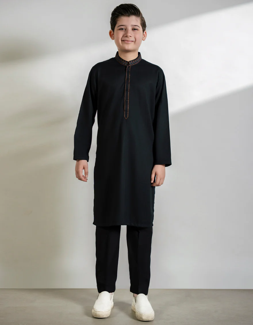 BLACK BLENDED KURTA TROUSERS | JCKP-A-39370/S25/JJ9766-SF