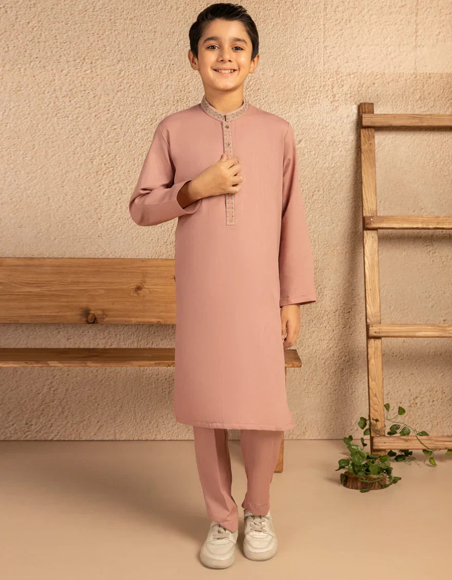 TEA PINK BLENDED KURTA TROUSERS | JCKP-A-39375/S25/JJ9378-SF
