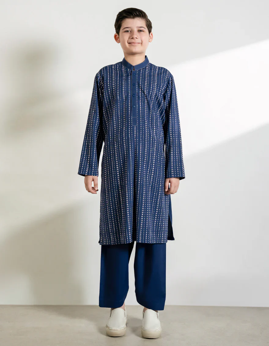 DENIM BLUE BLENDED KURTA TROUSERS | JCKP-A-50231/S25/JJ9622-CL