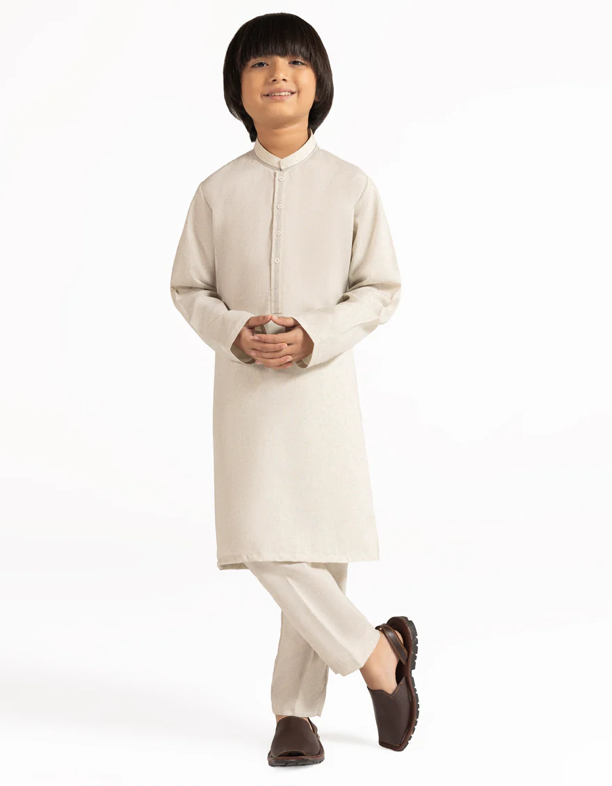 CREAM BLENDED KURTA TROUSERS | JCKP-A-50446/S25/JJ10372-CL