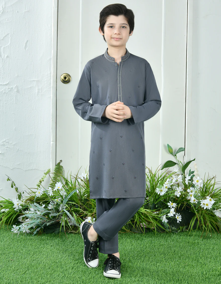 GREY BLENDED KURTA TROUSERS | JCKP-S-39031/S24/JJ9289-SF