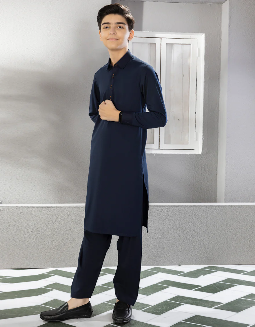 BLUE BLENDED KAMEEZ SHALWAR | JCKS-A-35843-R12-AP/S24/JJ9250-PN