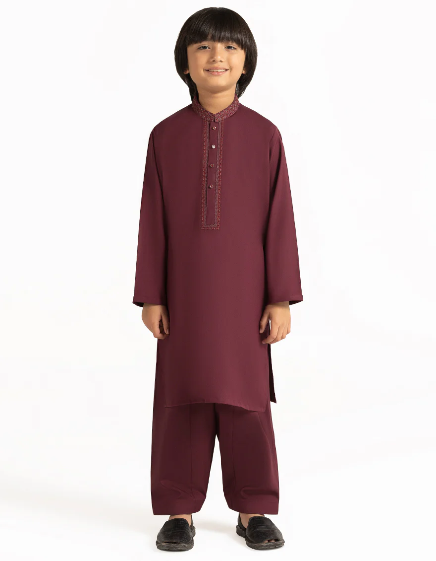 MAROON BLENDED KAMEEZ SHALWAR | JCKS-A-42005/S26/JJ10428-SF