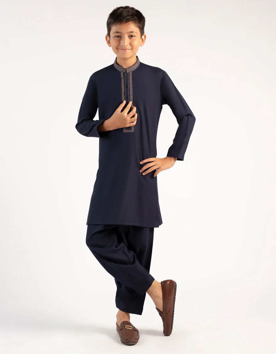MIDNIGHT BLUE BLENDED KAMEEZ SHALWAR | JCKS-A-46764/S25/JJ9583-FL