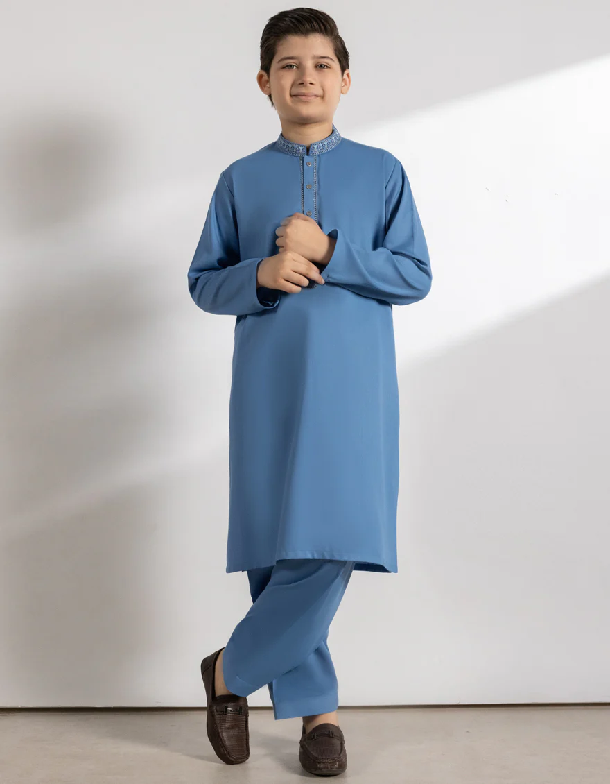 SKY BLUE BLENDED KAMEEZ SHALWAR | JCKS-A-46783/S25/JJ9378-SF