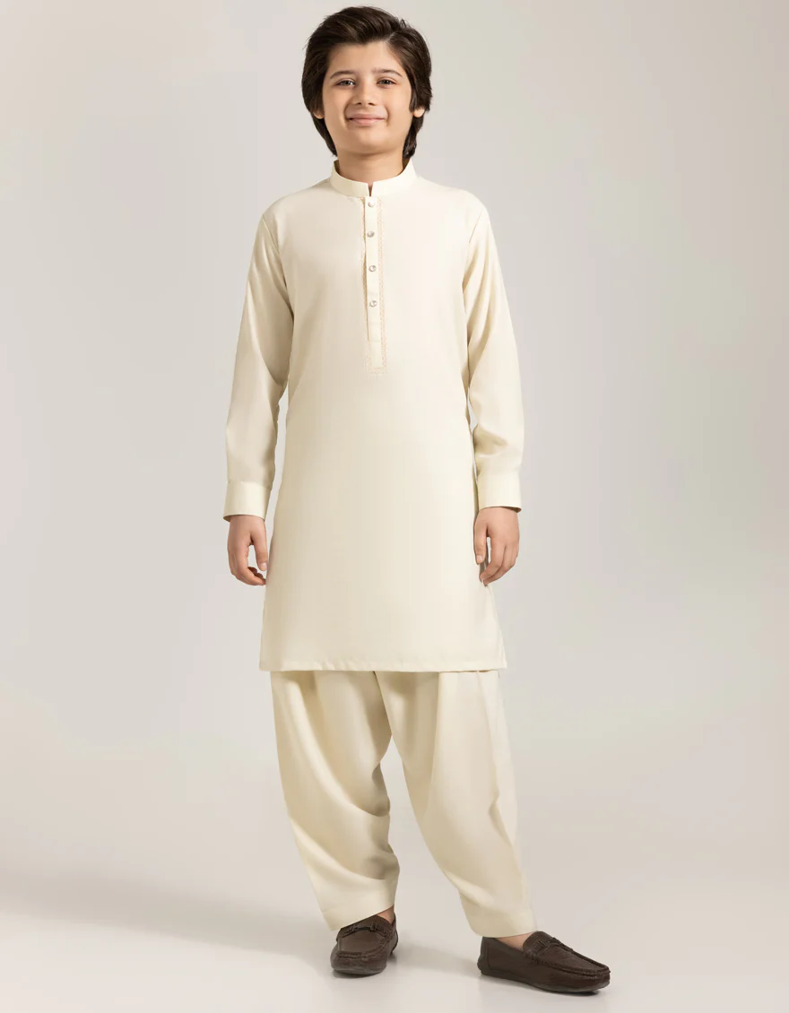 CREAM BLENDED KAMEEZ SHALWAR | JCKS-A-90531/S25/JJ9767-SF