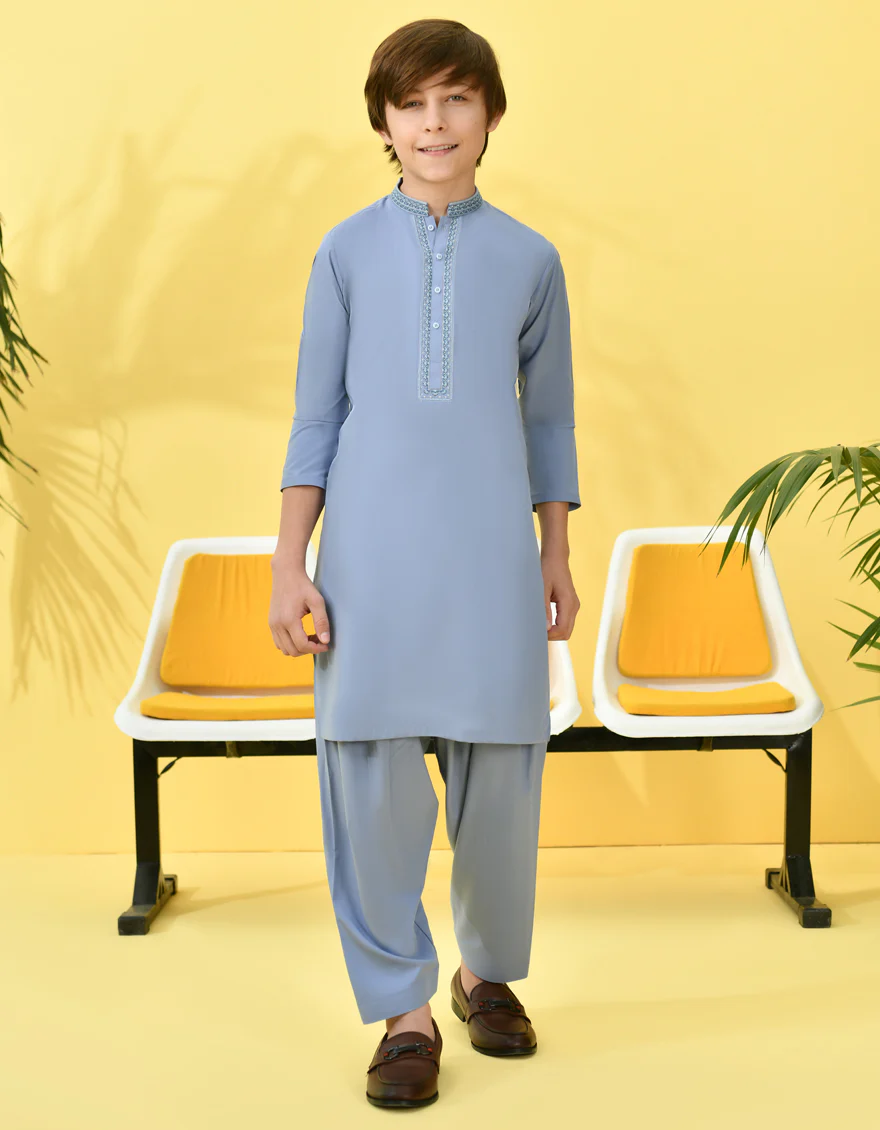 GREY BLUE BLENDED KAMEEZ SHALWAR | JCKS-S-38987/S24/JJ8906-SF