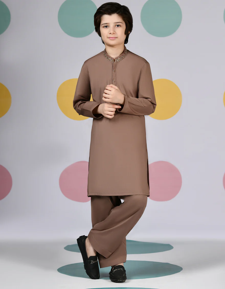 BROWN BLENDED KAMEEZ SHALWAR | JCKS-S-39116/S24/JJ9285-SF