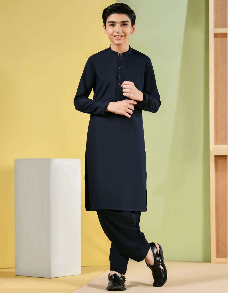 NAVY BLUE BLENDED KAMEEZ SHALWAR | JCKS-S-US-35835-R2/S22/JJ8226-PN