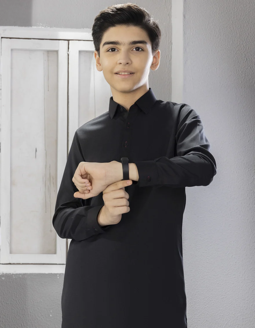 BLACK BLENDED KAMEEZ SHALWAR | JCKS-S-US-35842-R5-AP/S23/JJ8733-PN - Image 2