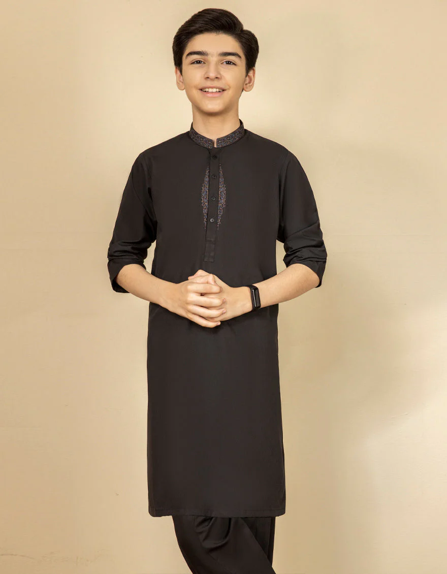 BLACK BLENDED KAMEEZ SHALWAR | JCKS-S-US-35918/S22/JJ7667-SF