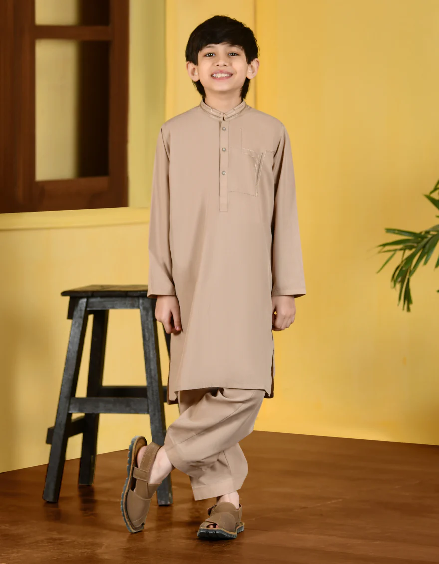BEIGE BLENDED KAMEEZ SHALWAR | JCKS-S-US-35979/S22/JJ7667-SF