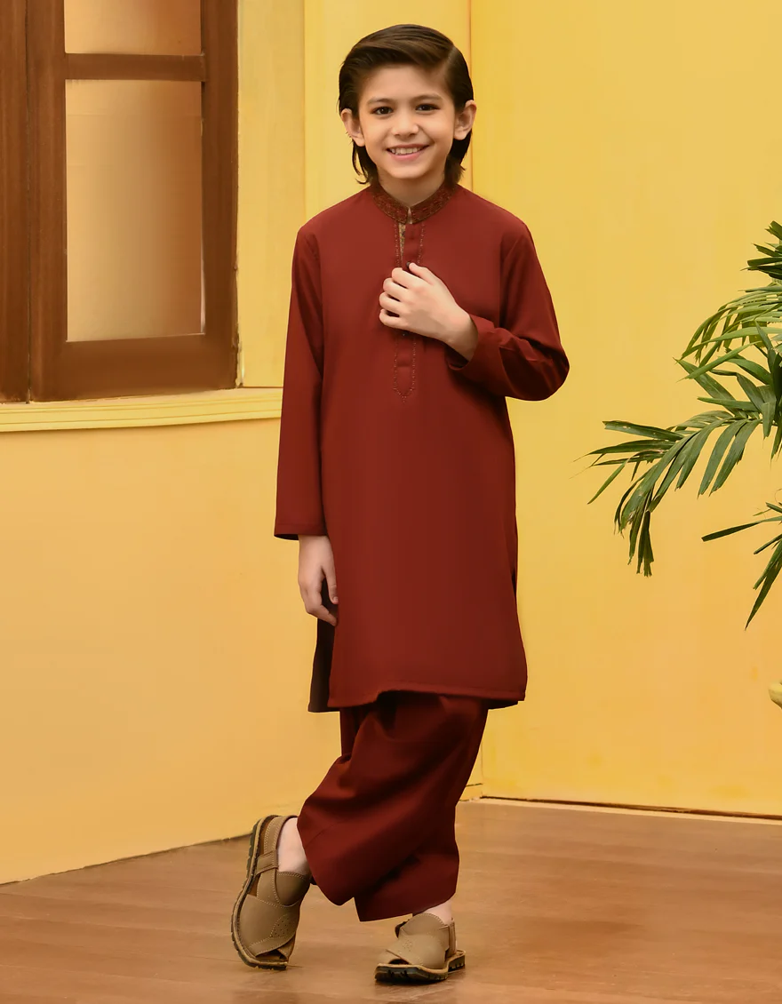 MAROON BLENDED KAMEEZ SHALWAR | JCKS-S-US-46073/S23/JJ8376-FL