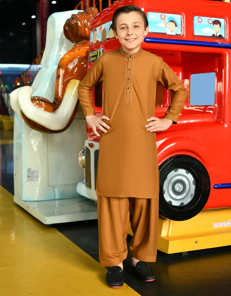 MEHNDI BROWN BLENDED KAMEEZ SHALWAR | JCKS-S-US-46118/S23/JJ8173-SF