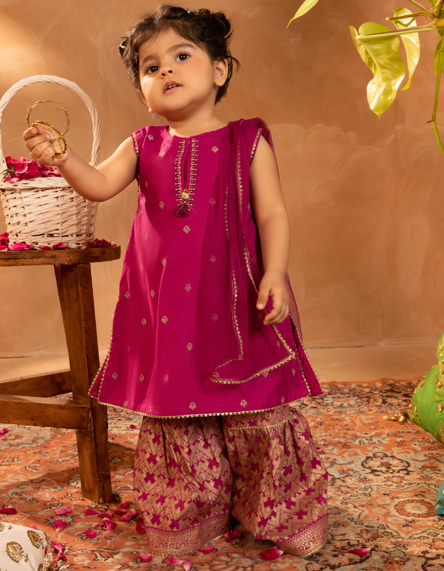 MAGENTA COTTON SILK 3PC STITCHED | JGK-S-JIF-25-1705 FB