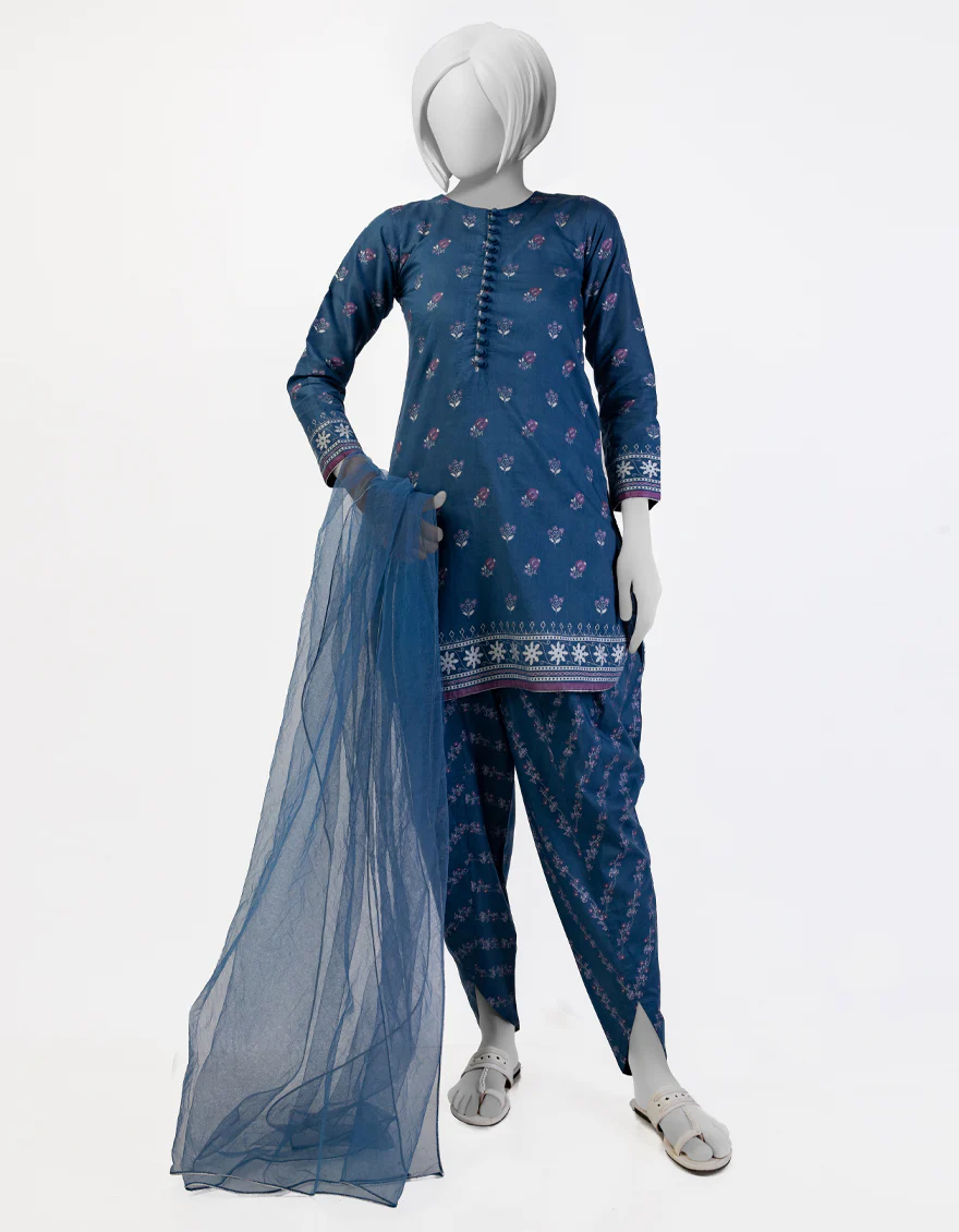 BLUE LAWN 3PC STITCHED | JGK-S-JTP-25-612 FB/CHAMAK-04