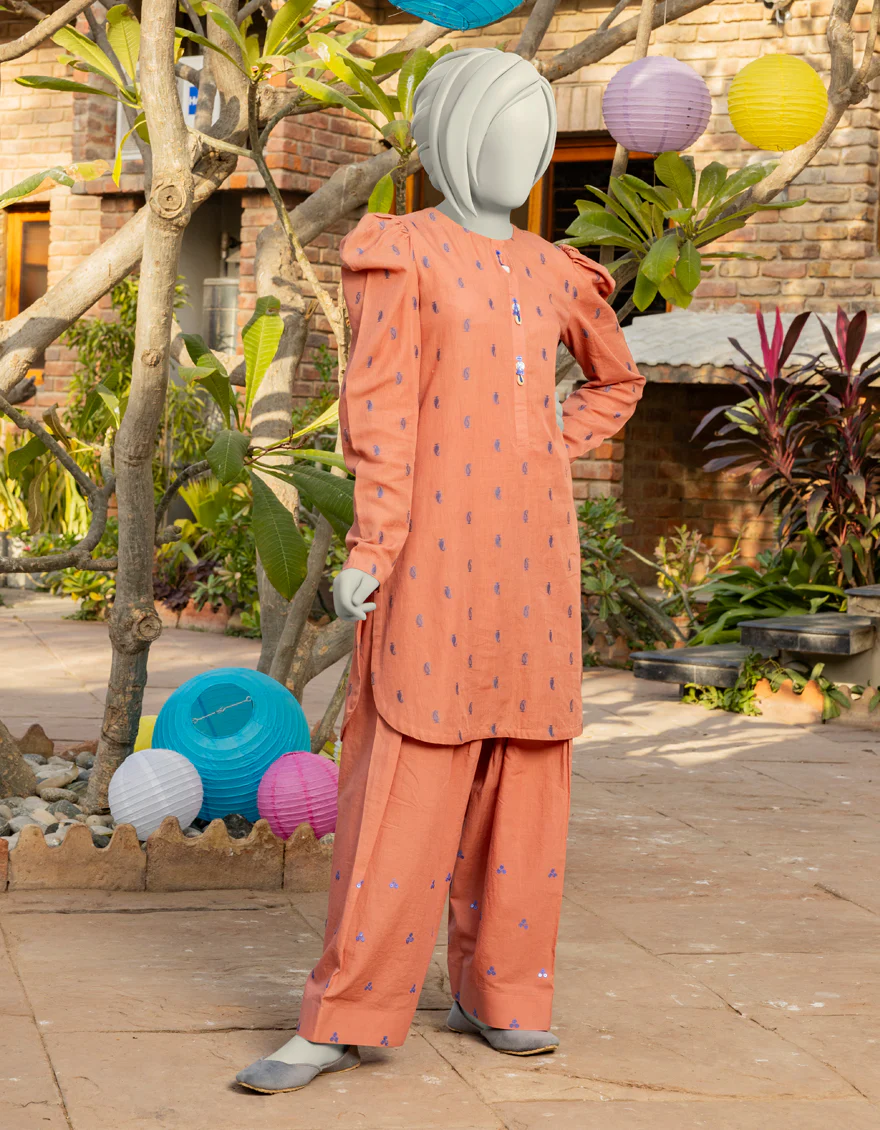 RUST JACQUARD 2PC STITCHED | JGK-S-JTST-25-421 FB/ZARDOZI-03