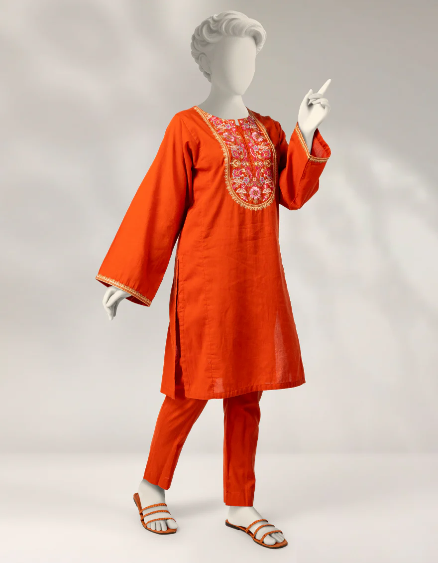 ORANGE CAMBRIC 2PC STITCHED | JGK-S-JTST-25-509 FB/KASHMERE-3