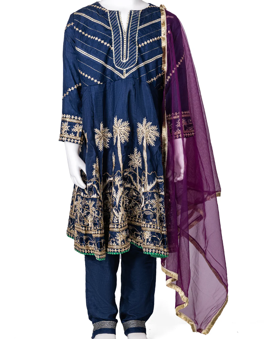 BLUE SILK 3PC STITCHED | JGK-S-US-22-1907 FB/MF-803 BLUE