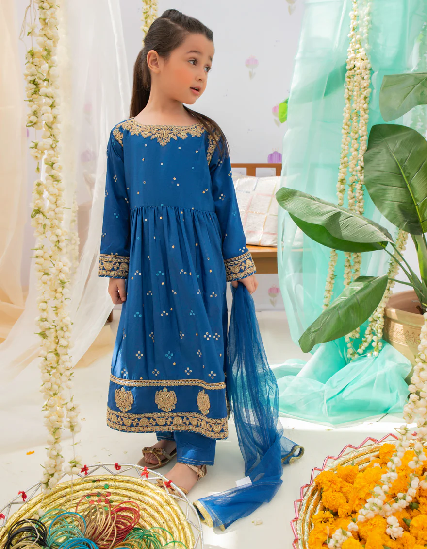 BLUE LAWN 3PC STITCHED | JGK-S-US-22-1920 FB/HF-140