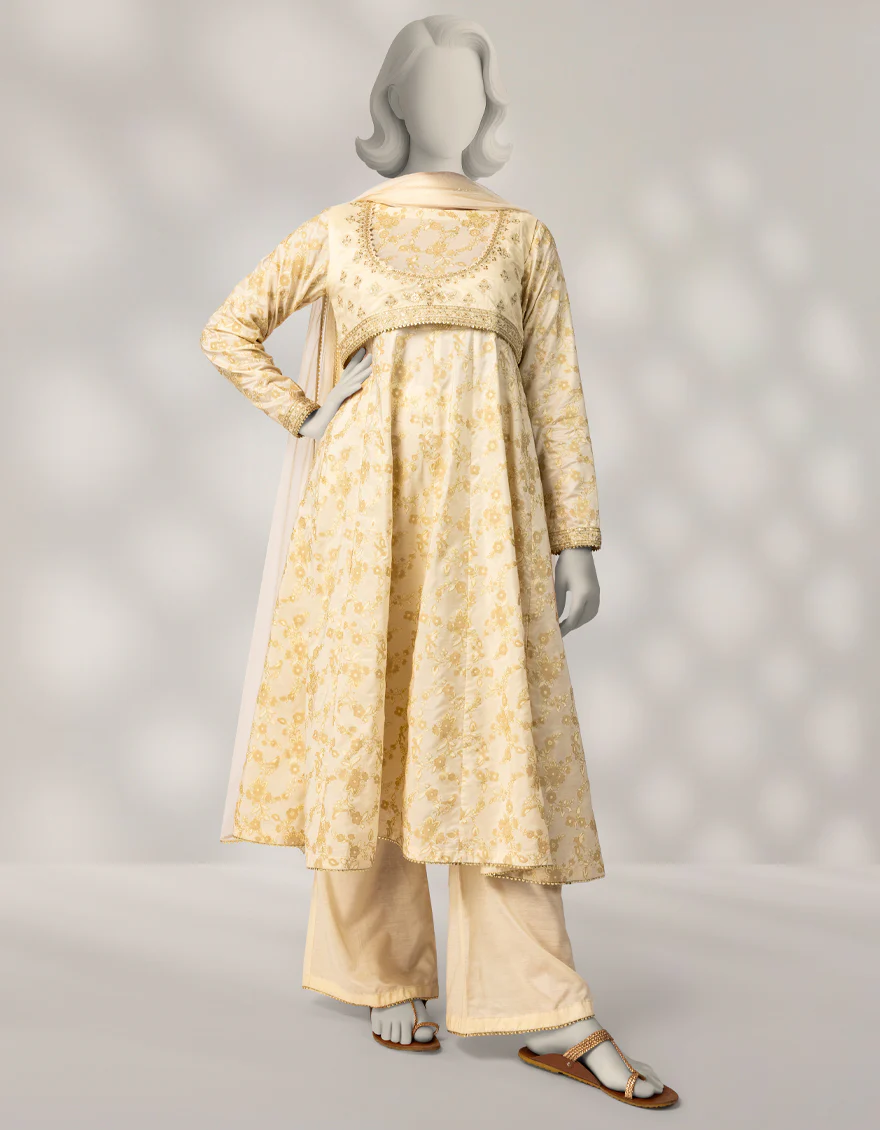 OFF WHITE SILK 3PC STITCHED | JGK-W-JTF-25-767 FB/RANG-E-ZARI-05