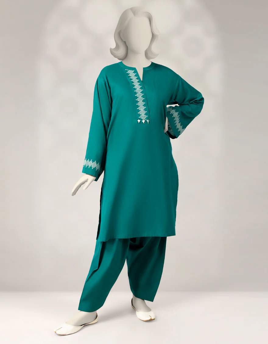 GREEN CAMBRIC 2PC STITCHED | JGK-W-JTST-25-512 FB/KANTHA-8