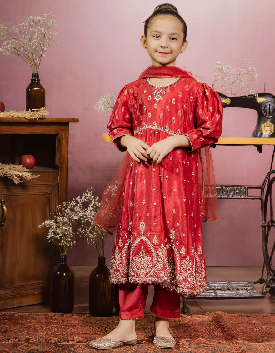 MAROON SILK 3PC STITCHED | JGK-W-US-22-1929 FB/MK-34(MF-868)