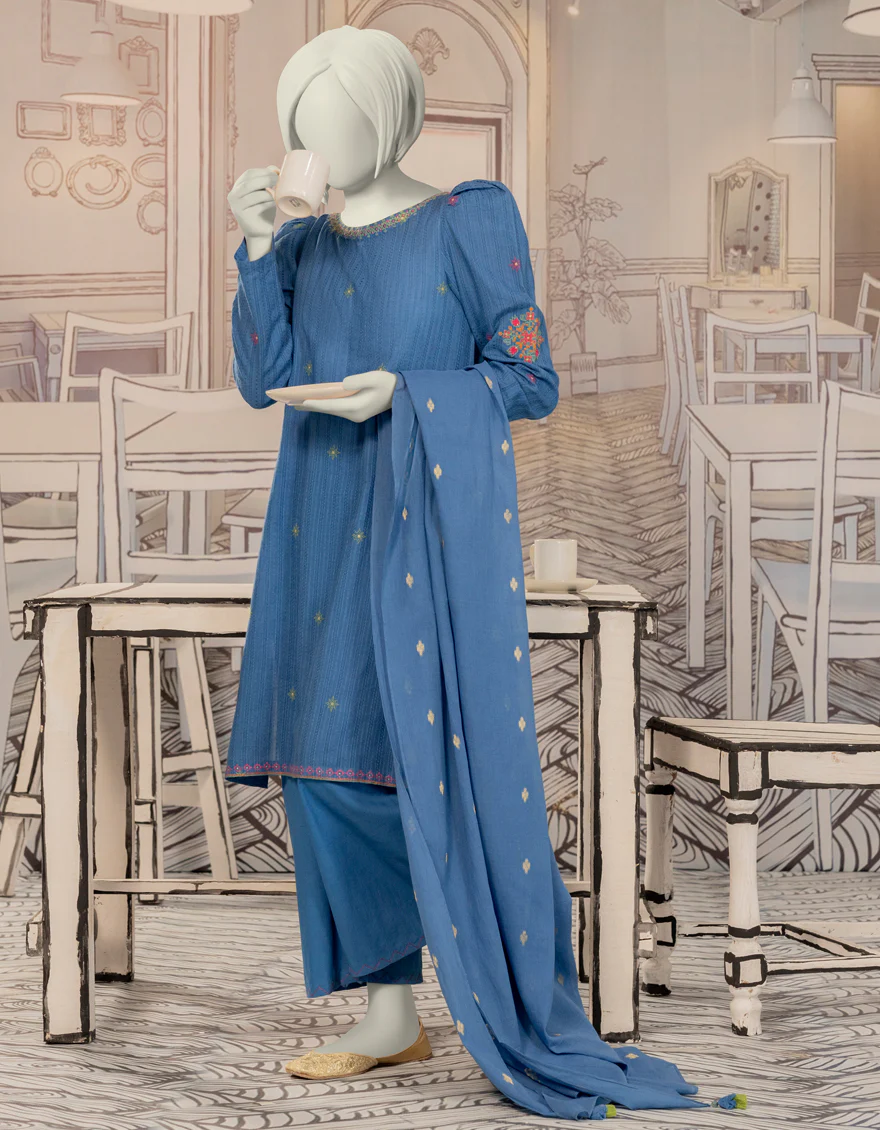 BLUE TEXTURED 3PC STITCHED | JGK-W-YGTL-650-24 FB/DHANAK-2