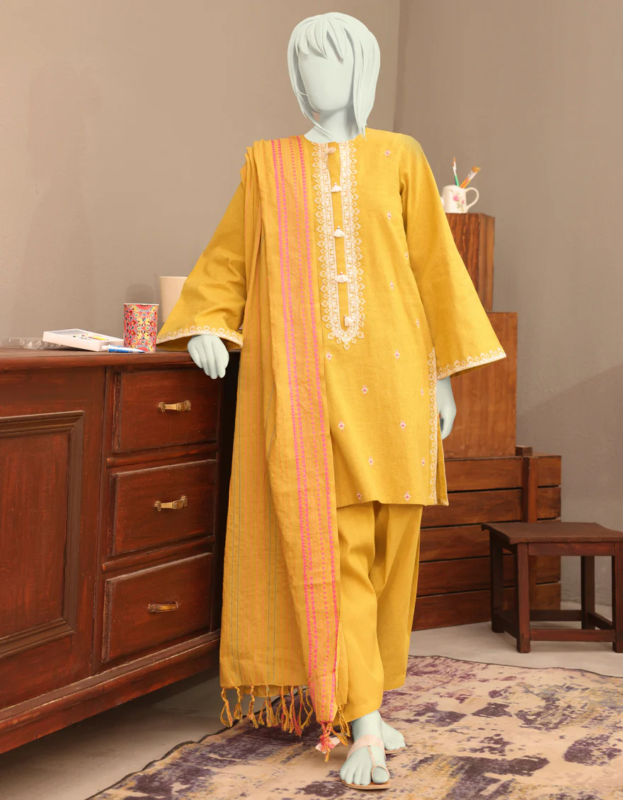 MUSTARD KHADDAR 3PC STITCHED | JGK-YGK-JWT-W-US-22-3502 FB/JRM-695